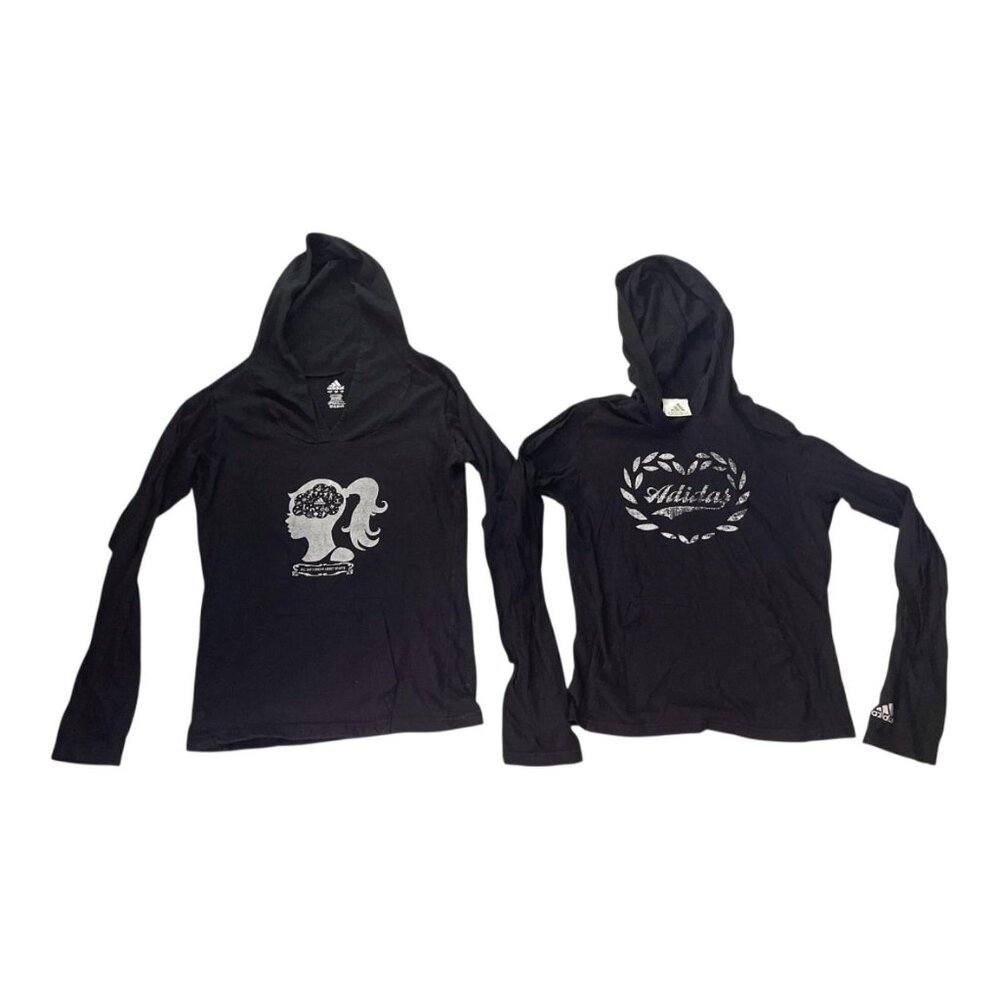 Adidas Women’s Hoodies Lot of 2 Black Pullover Graphic Size S & L